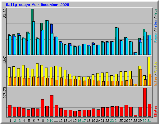 Daily usage for December 2023